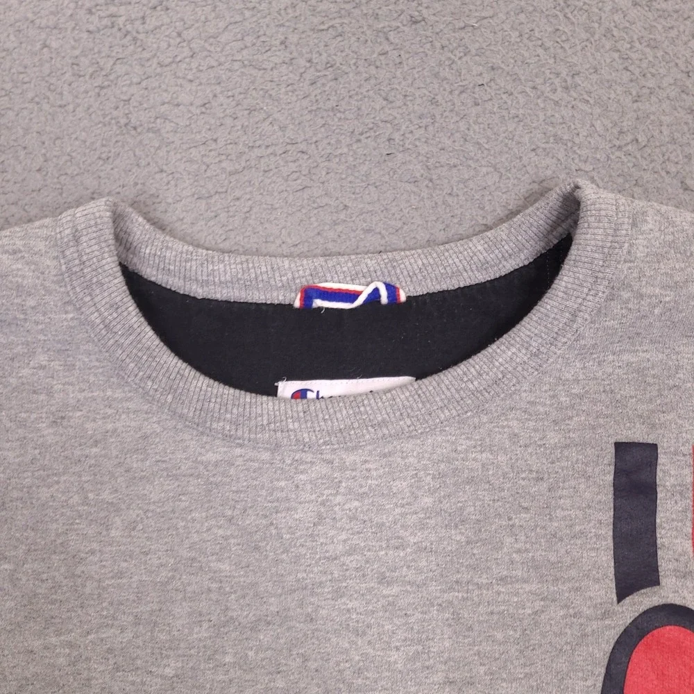 Champion Sweatshirt‎ Mens XL Gray Vertical Script Logo Crewneck Pullover